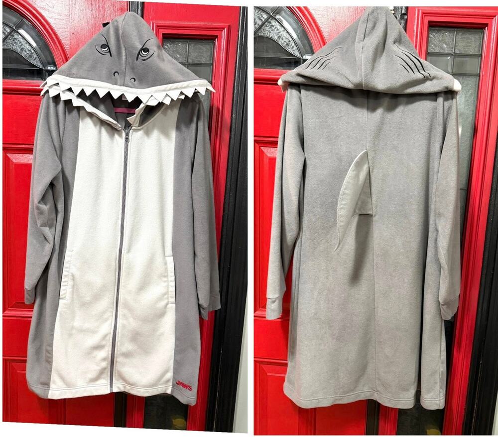 Torrid Plus Size 3 Jaws Shark Fleece Hooded Zip‎ Front Lounge Pajama Sleep Dress